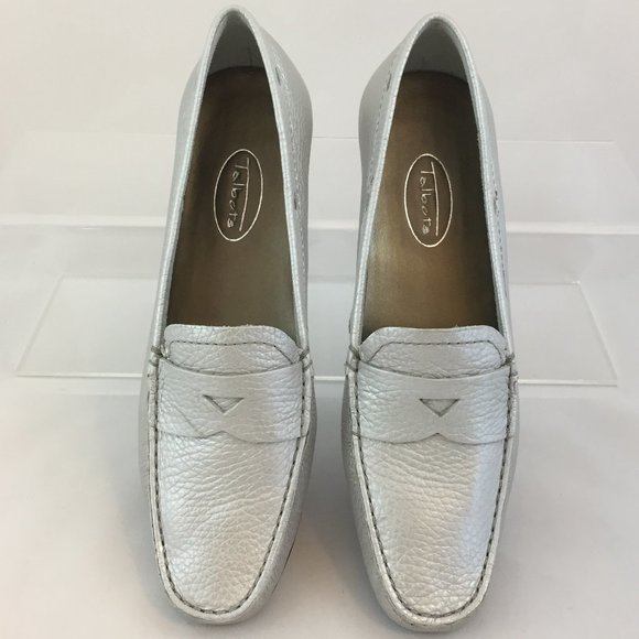Talbots Brazilian Leather Penny Loafer in Silver- NEW - Picture 8 of 16